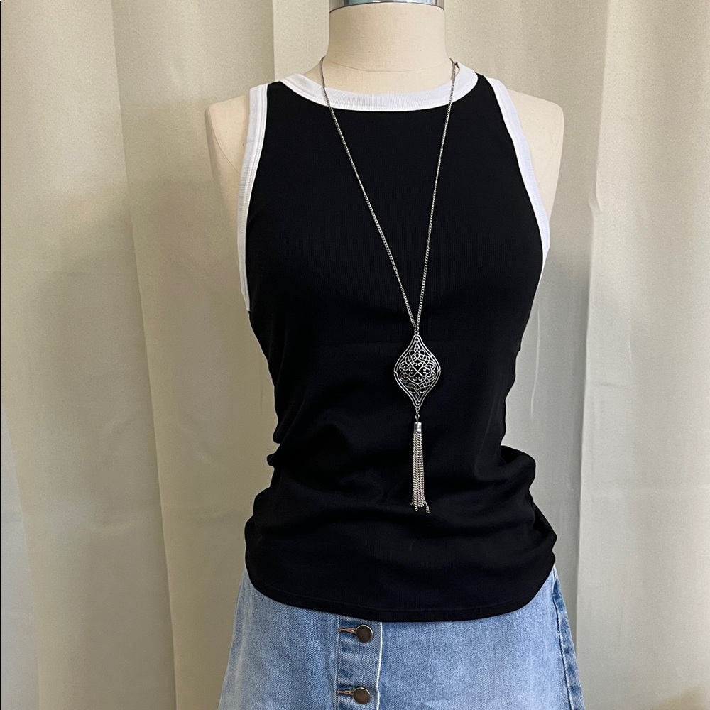a new day Black and White Tank Top